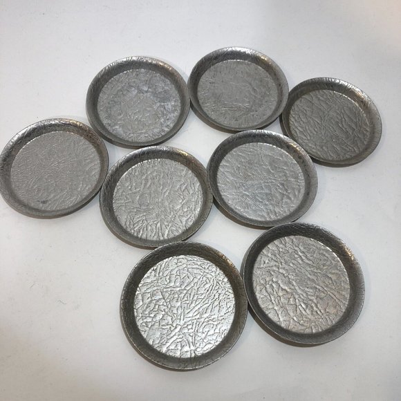 VTG Mid Century Norben 3" Aluminum Coasters MCM Lot of 8 - Picture 1 of 9
